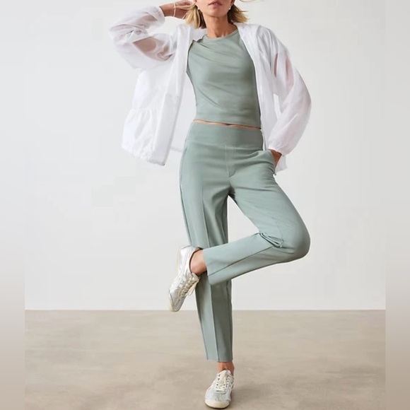 Athleta Endless High Rise Pants Women 12 T Work Travel Ankle Length Vera Green